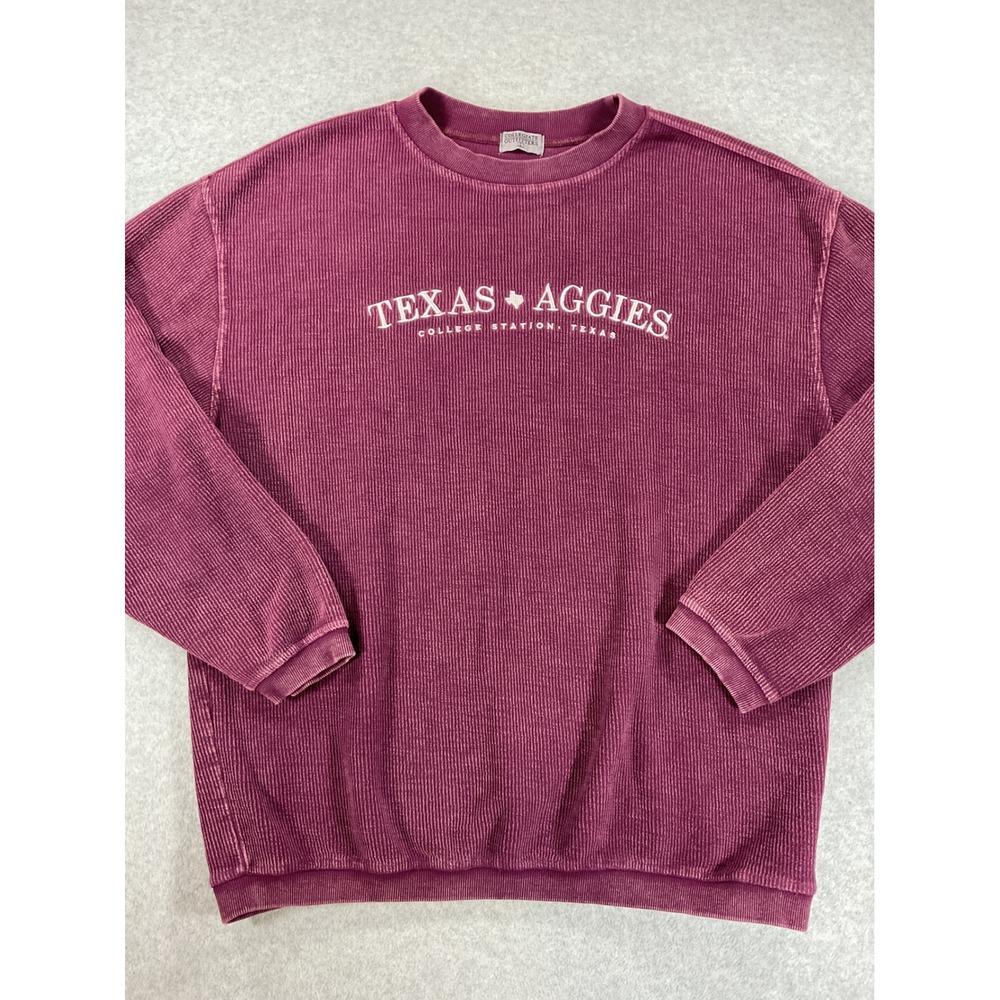Collegiate Outfitters Texas Aggies Maroon Corded Sweatshirt Women Pullovr L 2804
